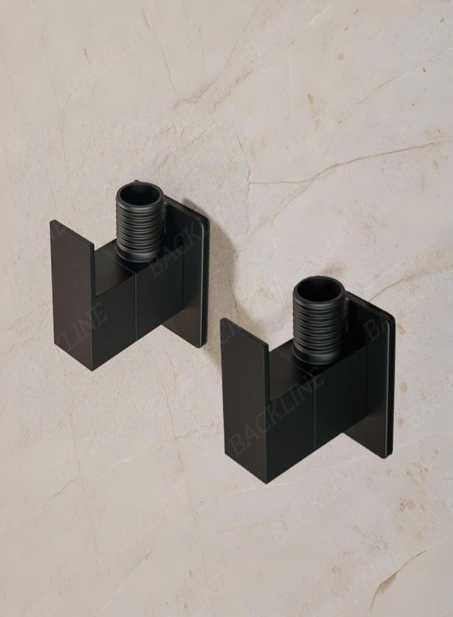 B BACKLINE صمام زاوية نحاسي خلفي للحمام | عبوة من قطعتين | نحاس صلب 100%، شديد التحمل، مانع للتسرب | صمام زاوية إيقاف | صمام أحادي الاتجاه، مثالي للاستخدام في الحمام والمرحاض والمطبخ (أسود مطفي) - Image 1